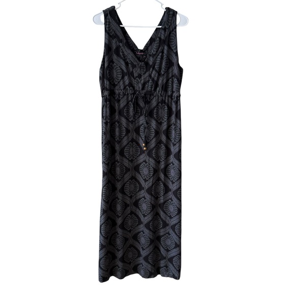 Fresh Produce Printed Maxi Tank Summer Dress Size Lg Black Gray Casual Longline - Picture 1 of 11